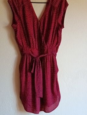 Islander Burgundy Textured Sleeveless Wrap Dress
